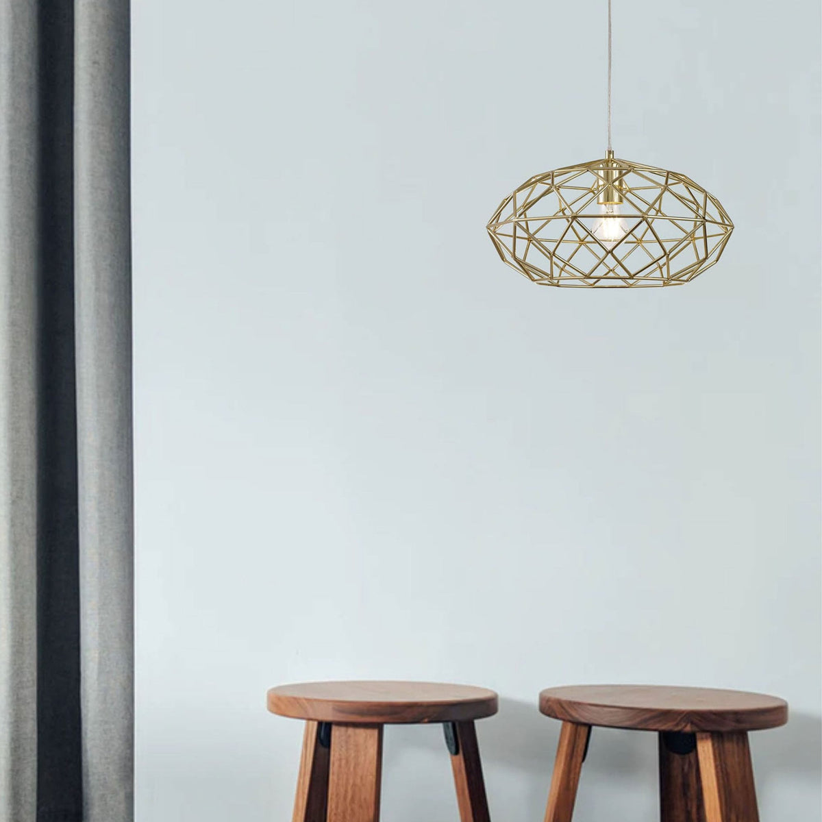 Filleigh Elliptical Sphere Pendant in Polished Brass