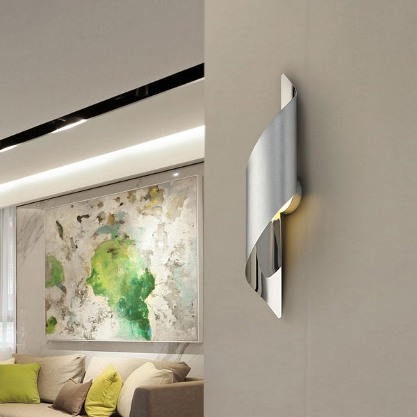 Fincham Large 8w LED Wall Light in Silver & Polished Chrome