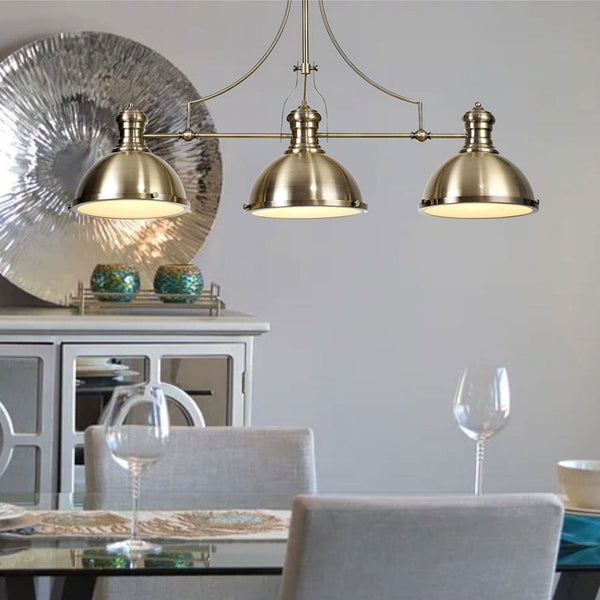 Fremington Linear Pendant in Antique Brass with Frosted Glass Diffuser