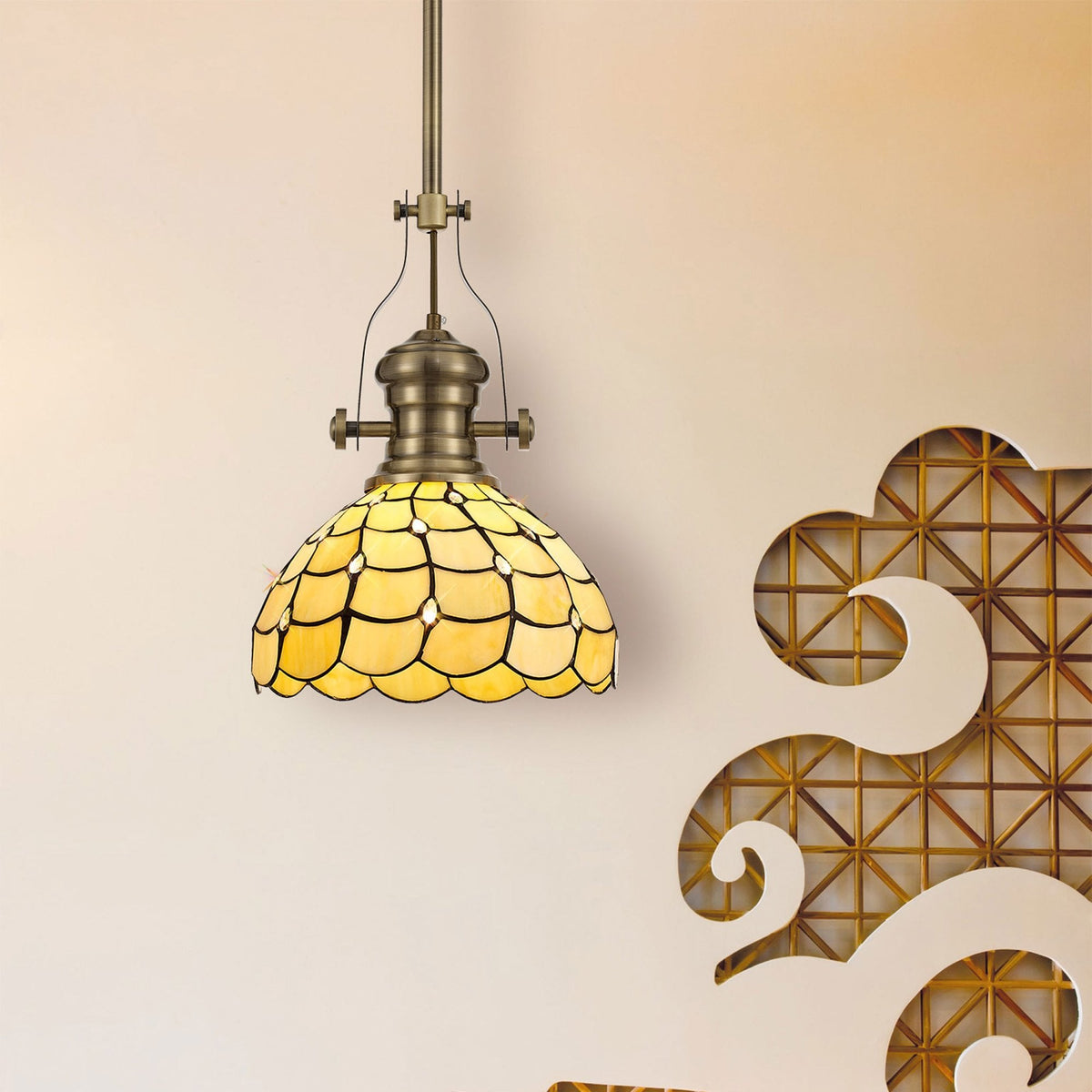 Beaworthy Tiffany Beige and Clear Crystal 30cm Non-electric Shade