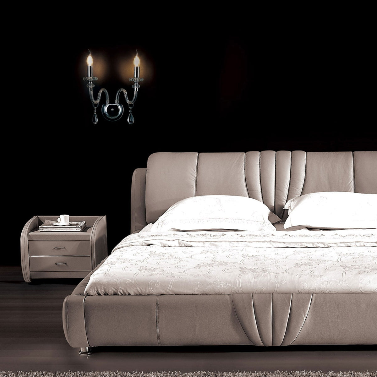 Gussard E14 Polished Chrome & Crystal Twin Wall Lamp