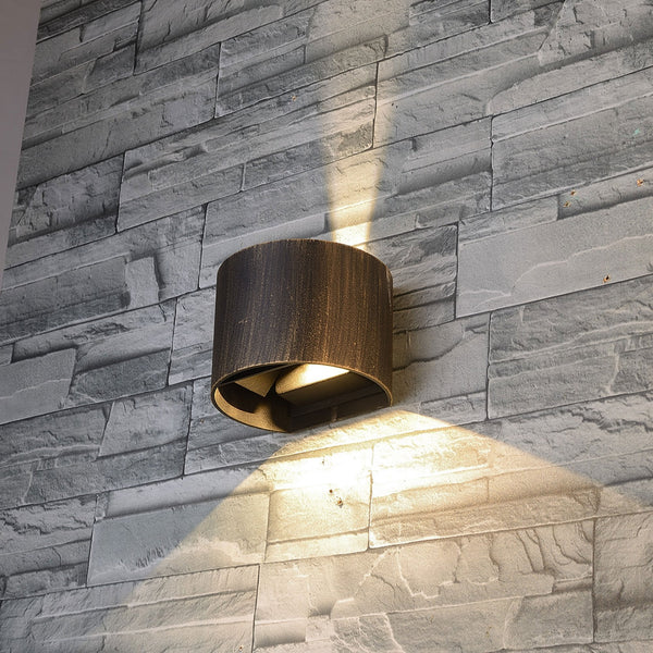 Haldon Twin LED IP54 Wall Light in Black and Gold