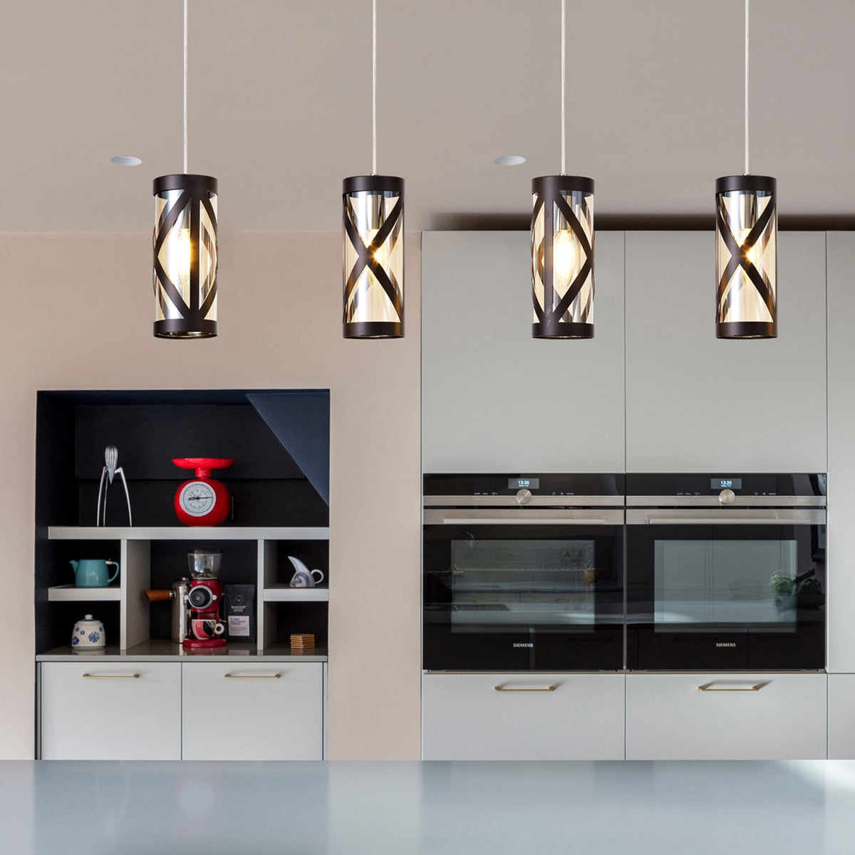Harberton Four Light Pendant in Oiled Bronze