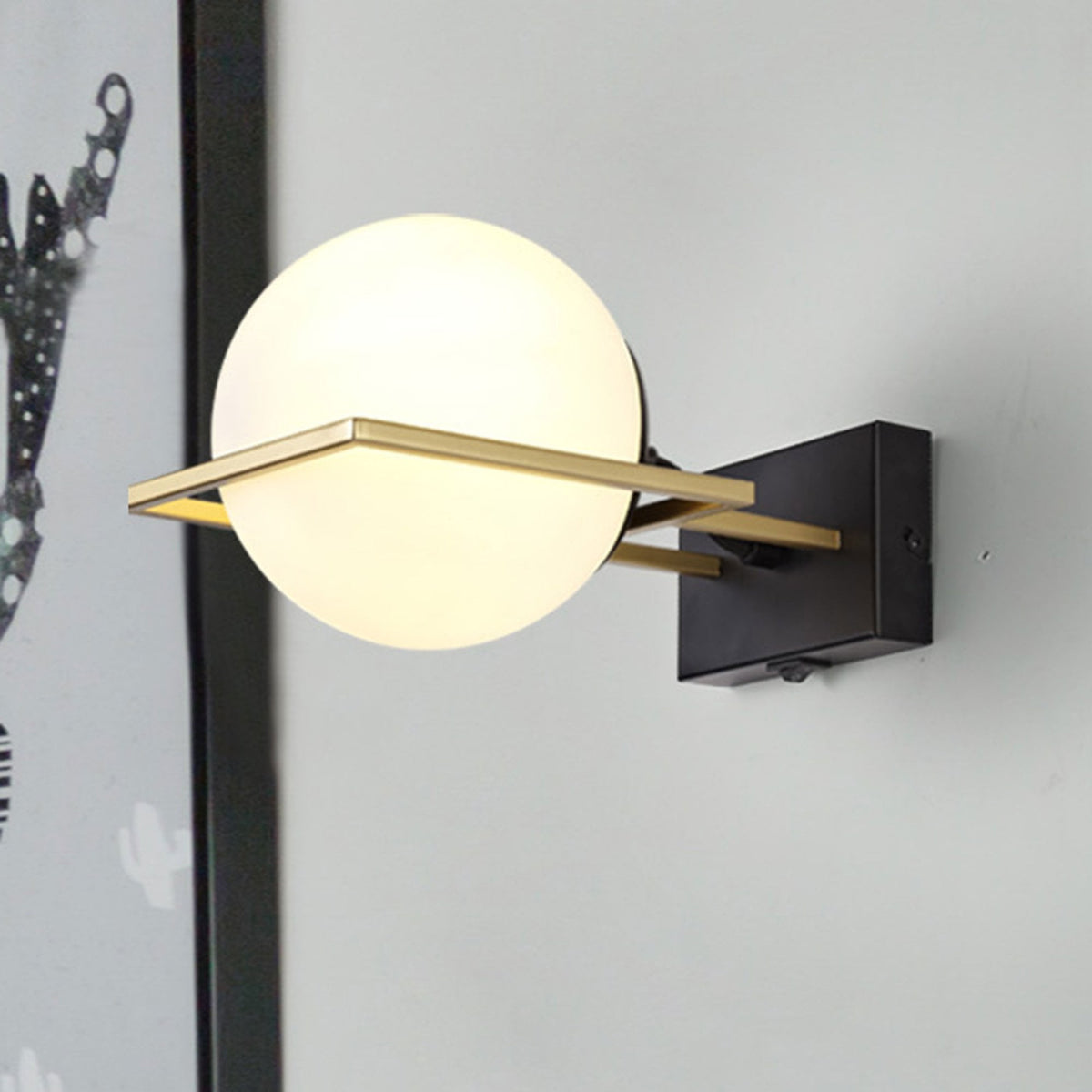 Holcombe Switched Wall Light in Matt Black & Painted Gold