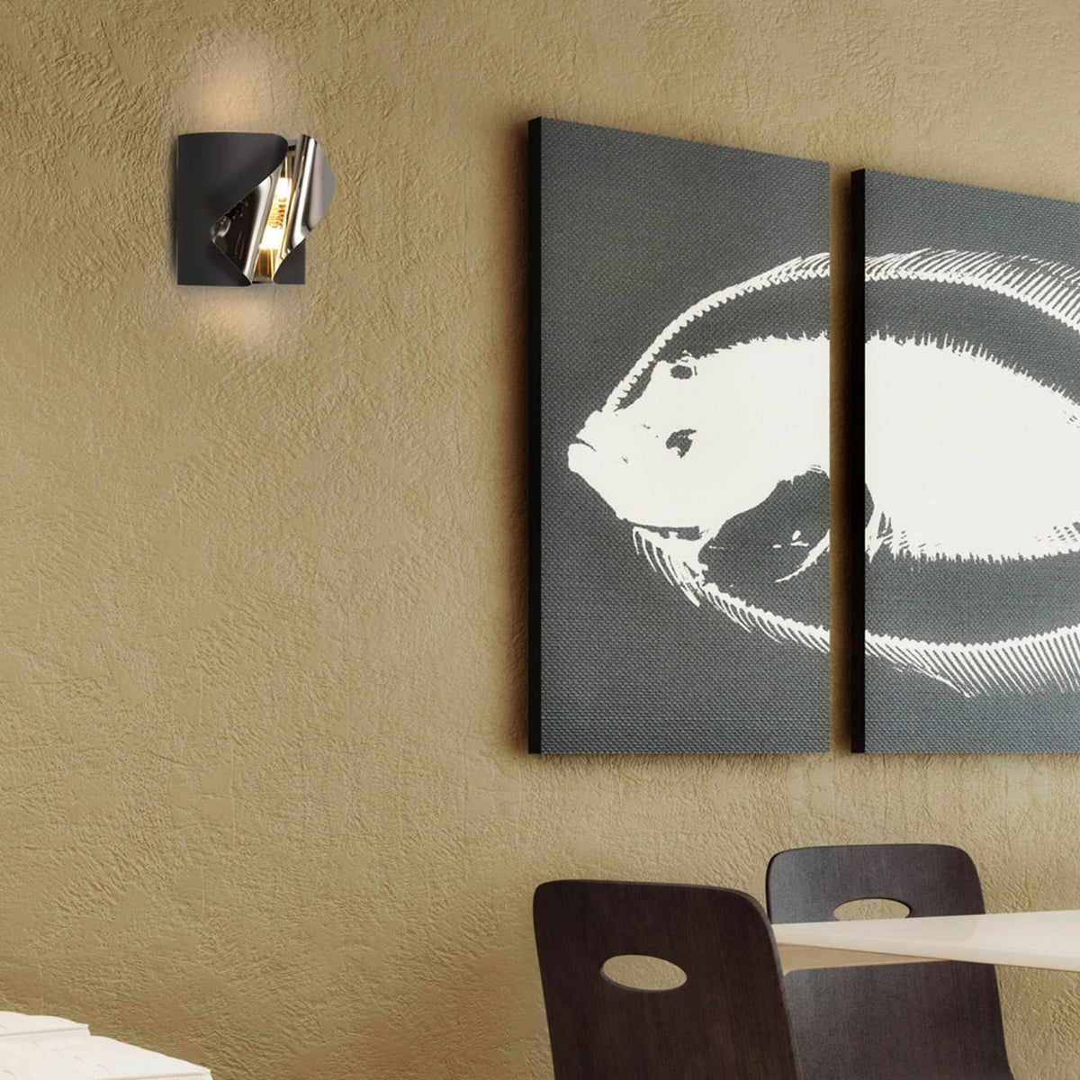 Huish Sand Anthracite & Polished Chrome LED Wall Light 3000K 490lm 7W