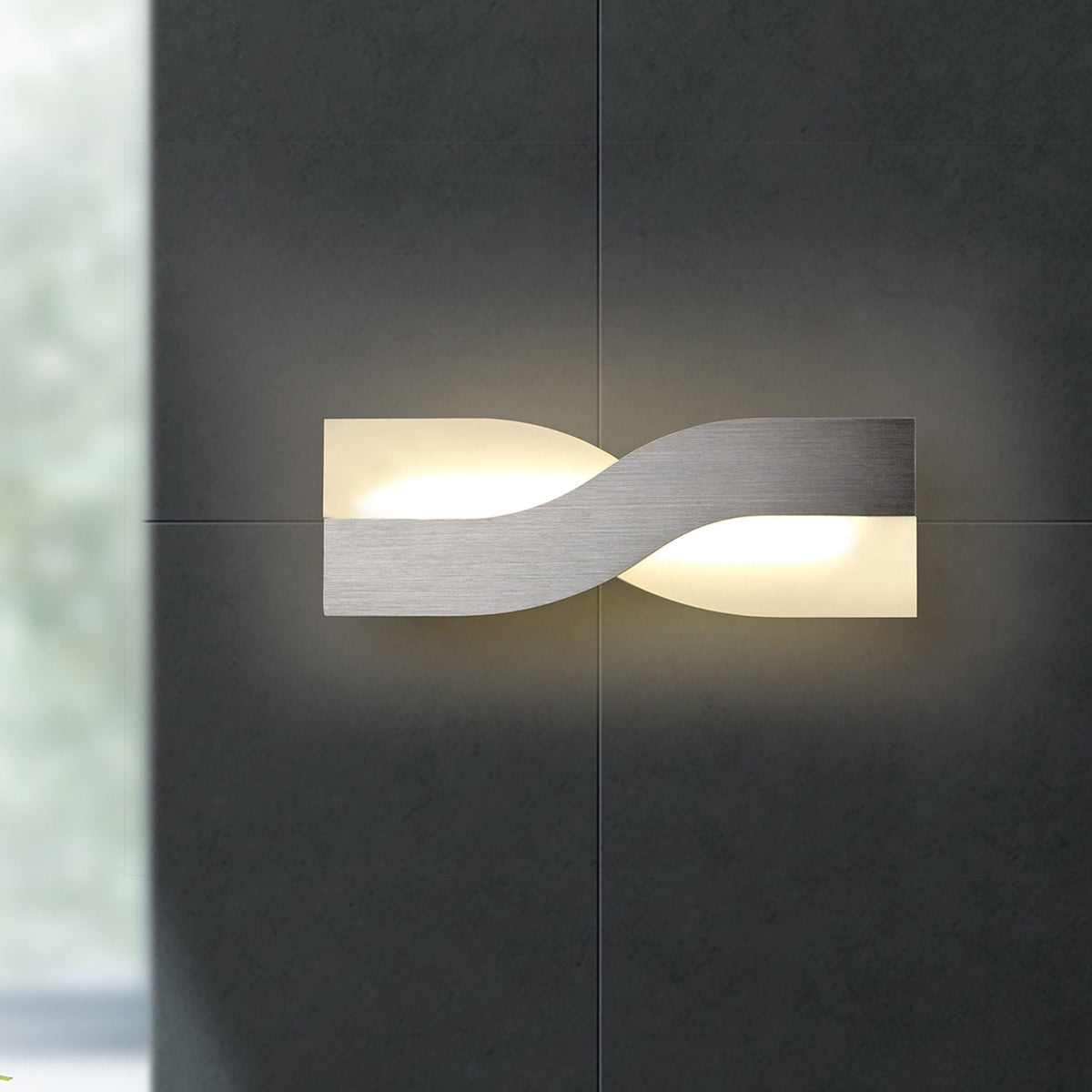 Instow 8W LED Wall Lamp in Brushed Aluminium with Frosted White Glass
