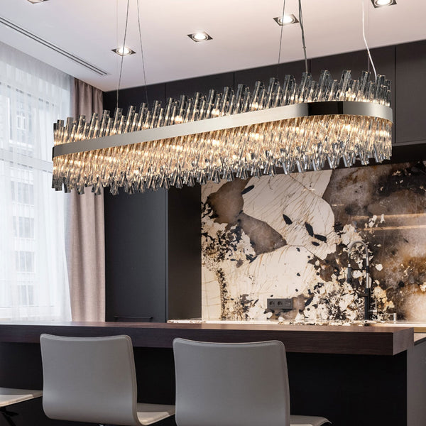 Kelly Thirty Six Light Oblong Pendant in Polished Nickel & Clear Glass