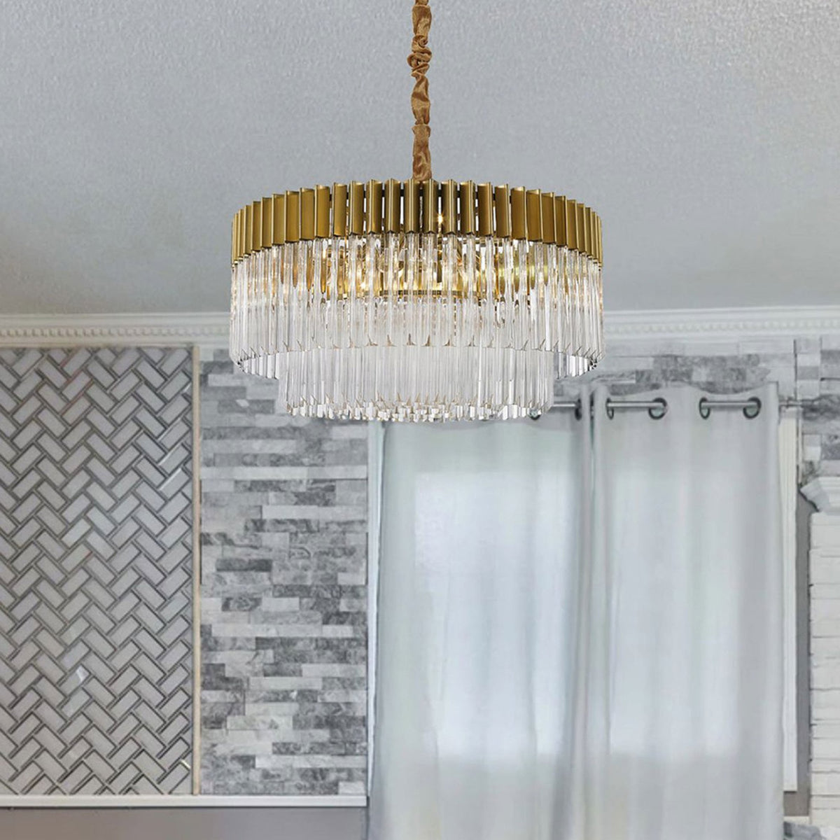Kentisbeare 800mm Chandelier in Brass & Clear Glass