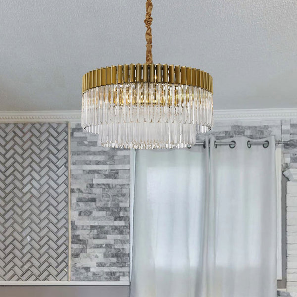 Kentisbeare 800mm Chandelier in Brass & Clear Glass