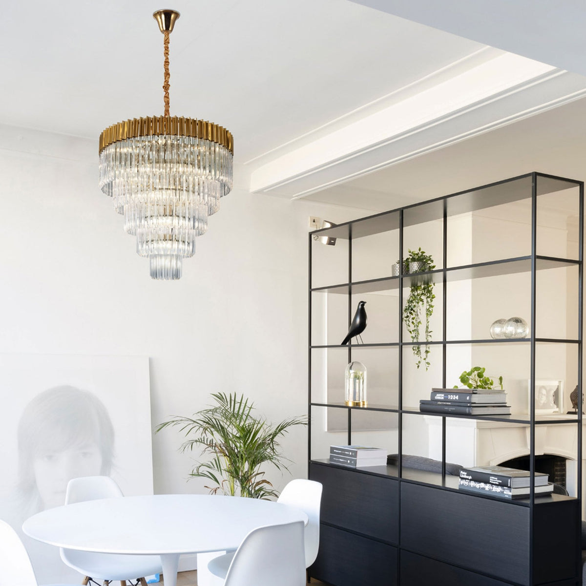 Kentisbeare 800mm 5 Tier 19 Lamp Chandelier in Polished Nickel & Clear Glass