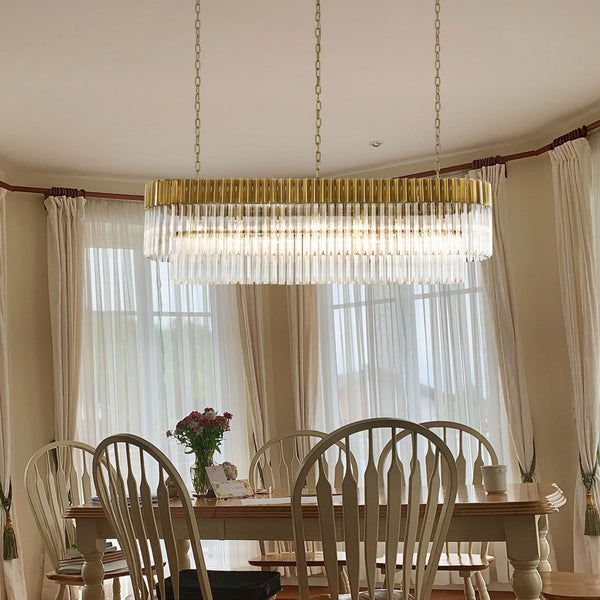 Kentisbeare 1500mm Linear Chandelier in Brass & Clear Glass
