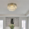 Kentisbeare 600mm Round Flush Chandelier in Polished Nickel & Clear Glass