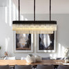 Kentisbeare 1500mm Linear Chandelier in Matt Black & Cognac Glass