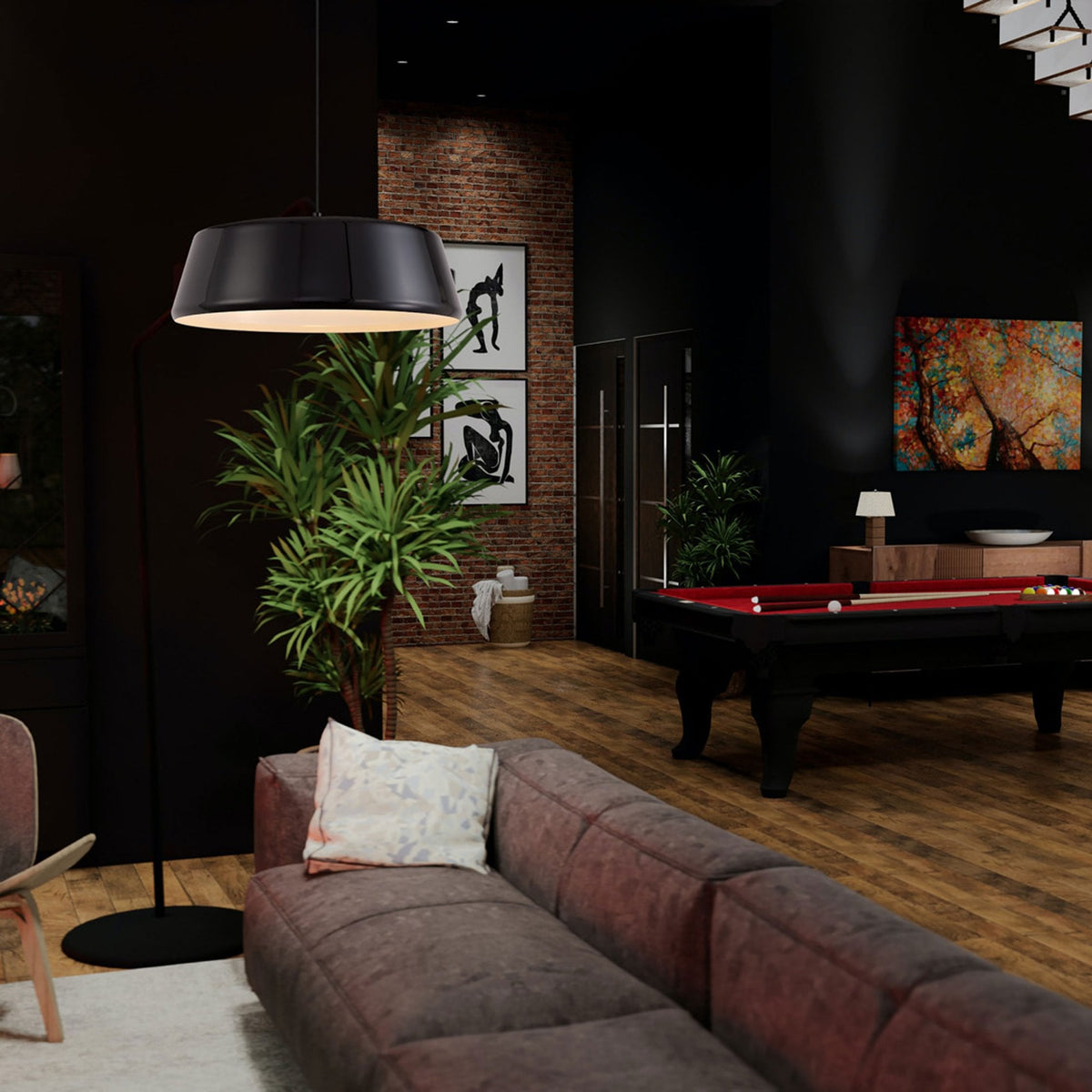 Kingsbridge Large E27 Gloss Black and Gloss White Pendant