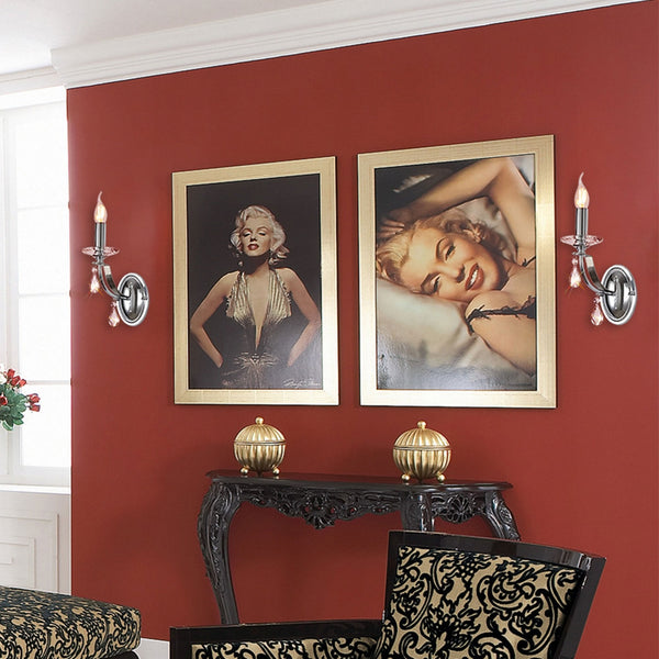 Kingskerswell E14 Polished Chrome & Satin Nickel Single Wall Light with Clear Crystal