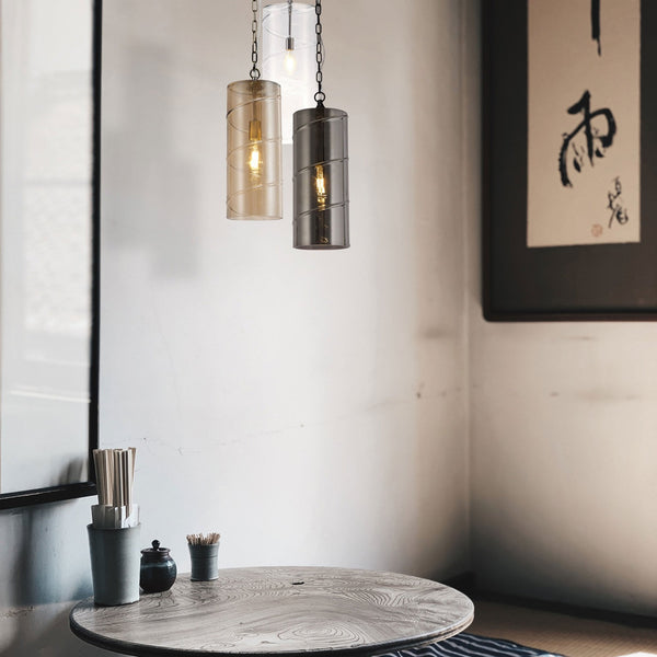 Leigham Antique Brass Pendant with Amber Glass Shade