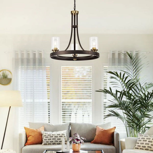 Moorhaven Oxidised Bronze 3 Light Pendant With Clear Glass Shades