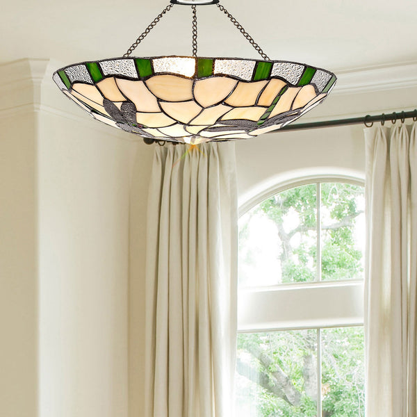 Prawle 35cm Tiffany Non-electric Uplighter Shade in Green Cream Clear Crystal