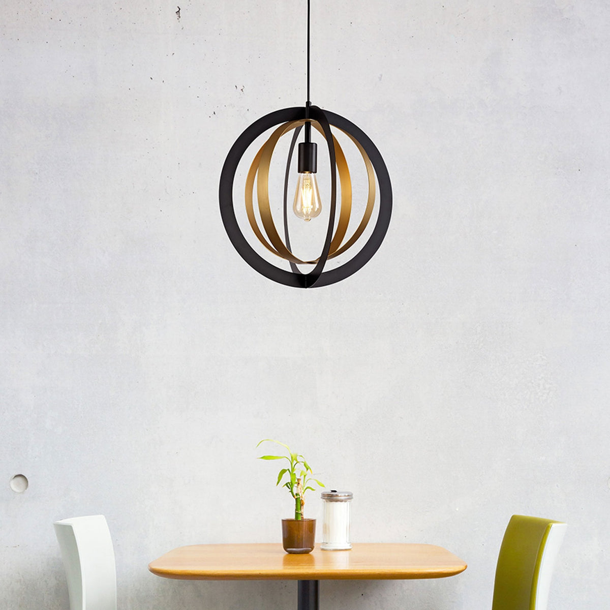 Radipole Pendant in Black and Satin Gold