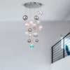 Ridge 16 Light G9 Pendant in Polished Chrome with Iridescent Glass