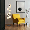 Shute 11lt Floor Lamp in Satin Black & Opal Glass
