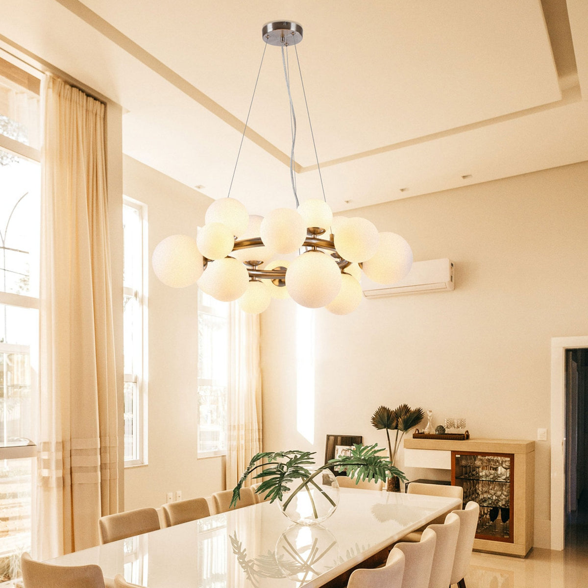 Shute 16lt Circular Pendant Satin Nickel & Opal Glass