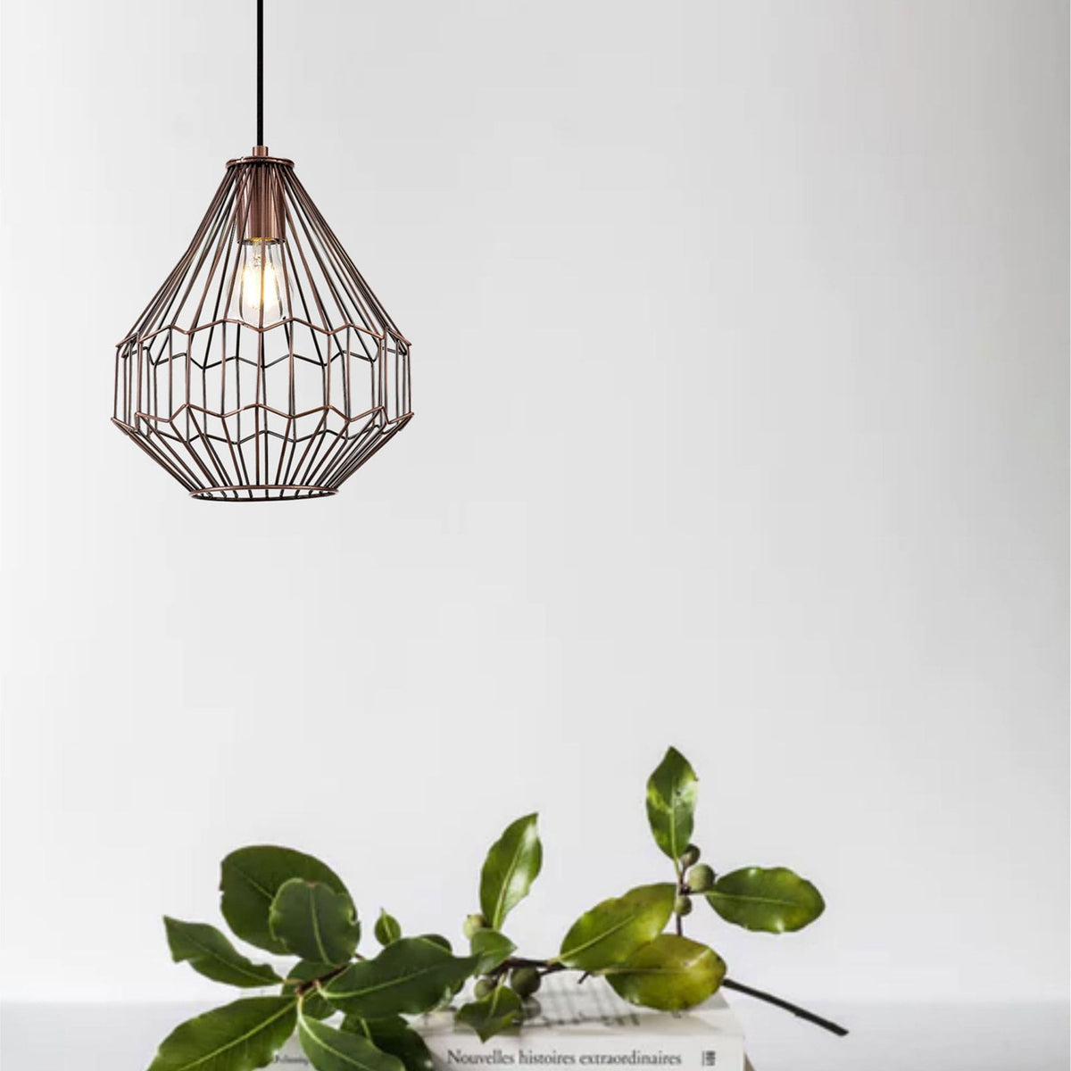Stoodleigh Small E27 Pendant in Antique Copper and Black Finish