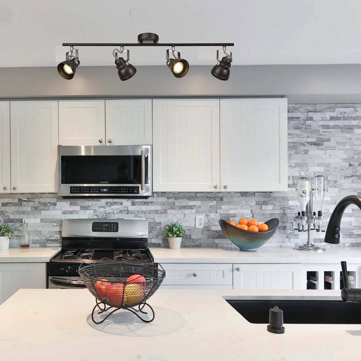 Taddiport Adjustable Linear Bar GU10 Spotlight in Oiled Bronze & Polished Chrome