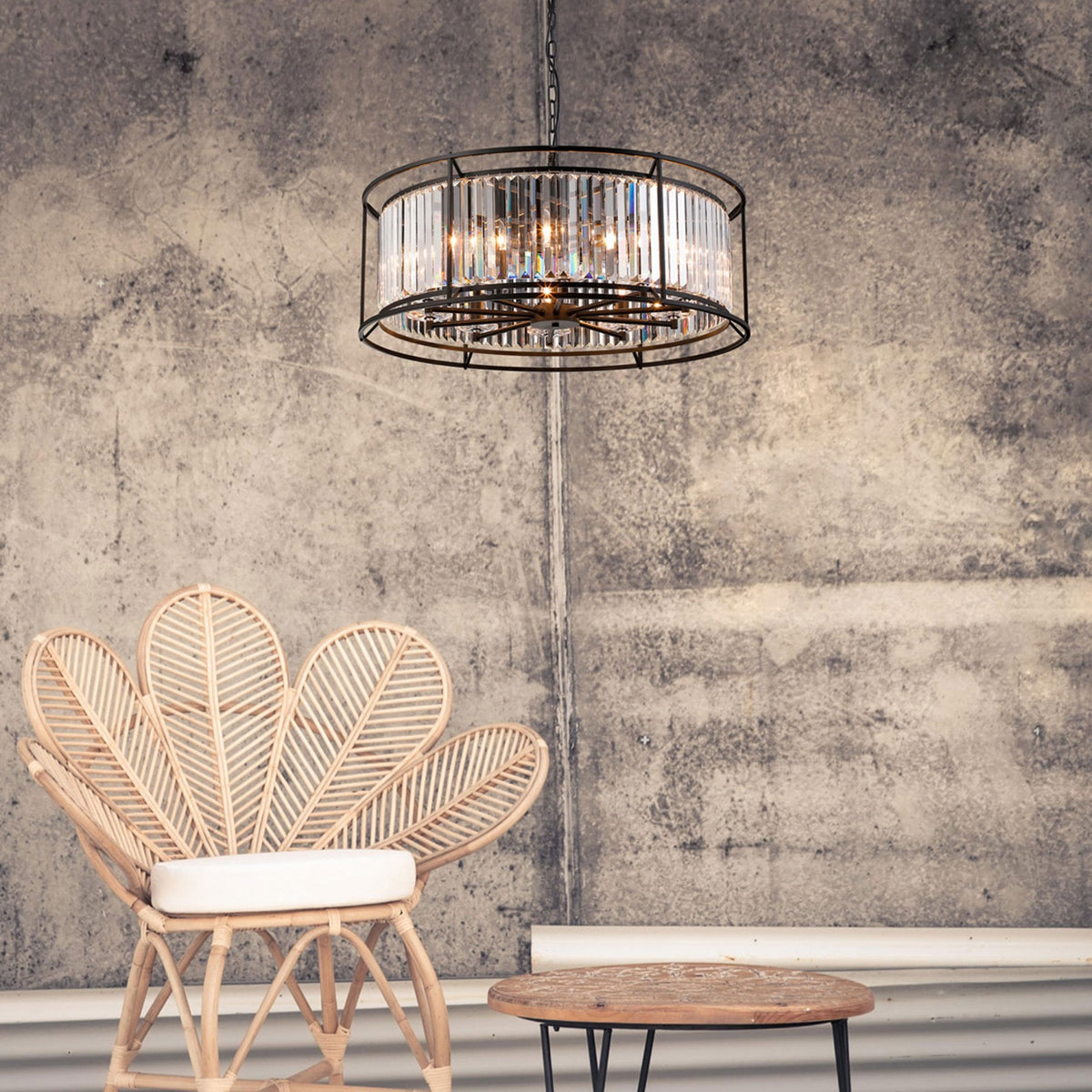 Torrington 10 Lamp 800mm Pendant in Satin Black with Clear Crystals