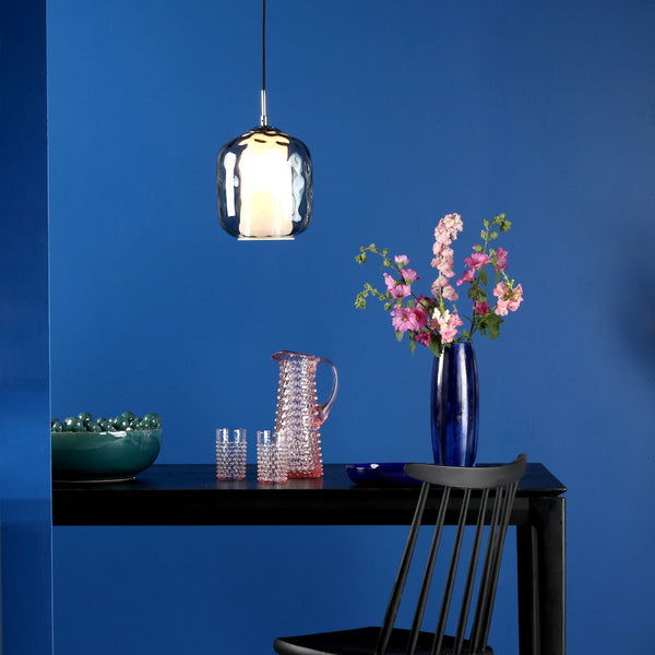 Majella Single Pendnat In Polished Chrome With Dimpled Smoked Glass Shade