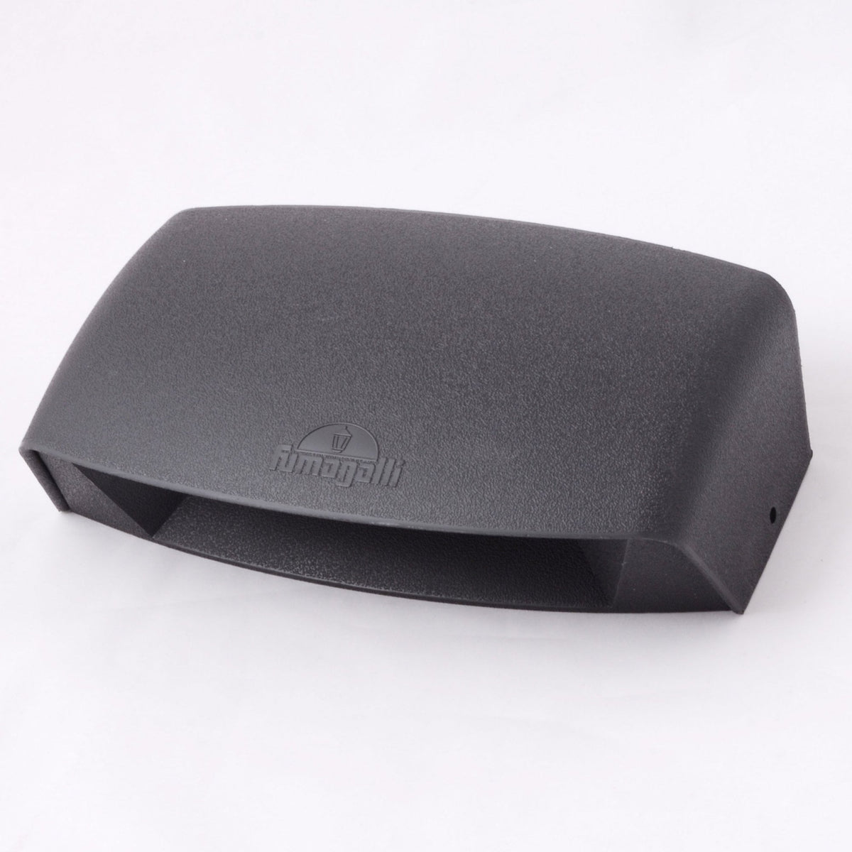 A black Napoleon branded cover designed to protect a barbeque, shown from a low angle.