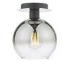 Lycia Semi Flush Ceiling Light In Matt Black With Ombre Smoked Glass Shade