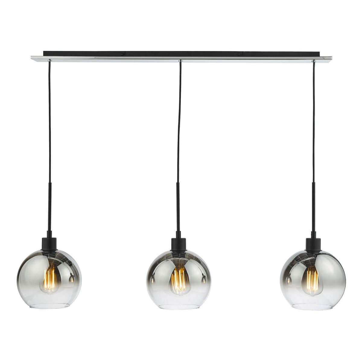 Lycia Linear Pendant In Matt Black With Ombre Smoked Glass Shades