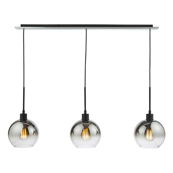 Lycia Linear Pendant In Matt Black With Ombre Smoked Glass Shades