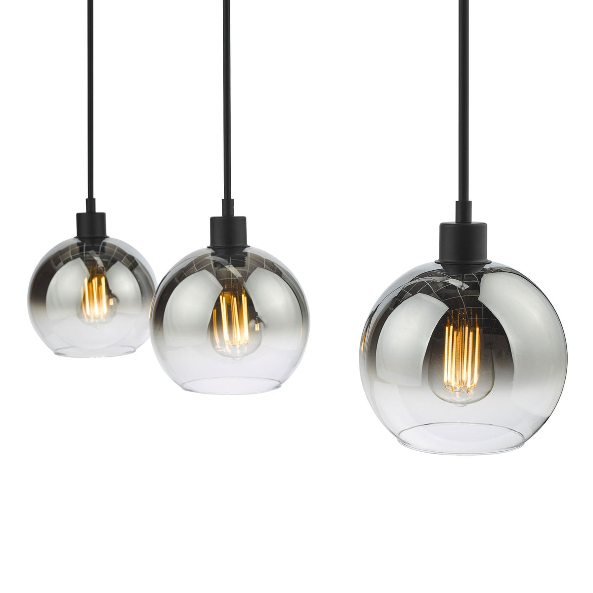 Lycia Linear Pendant In Matt Black With Ombre Smoked Glass Shades