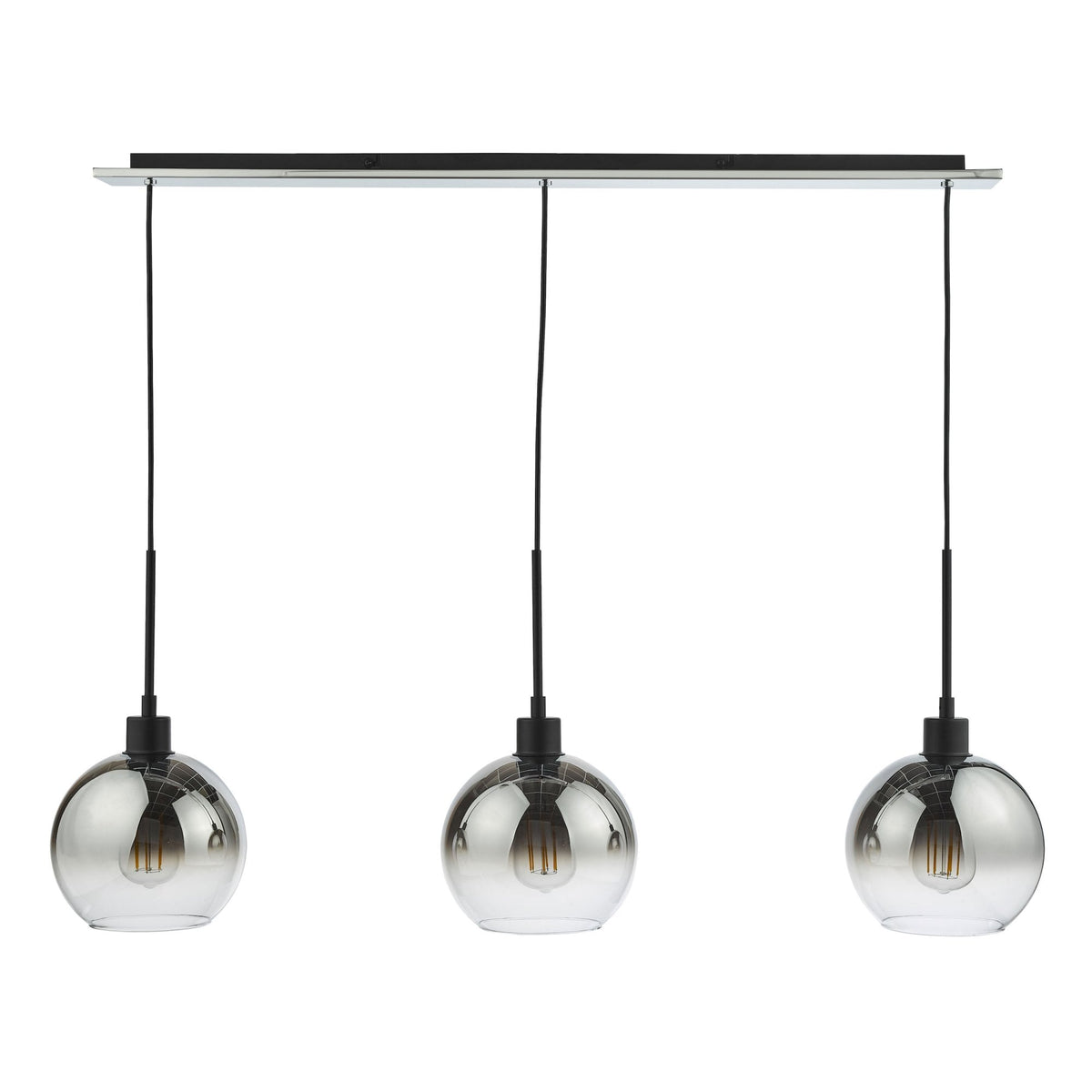 Lycia Linear Pendant In Matt Black With Ombre Smoked Glass Shades
