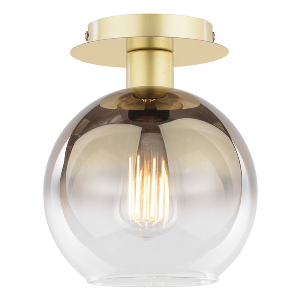 Lycia Semi Flush Ceiling Light In Gold With Ombre Gold Glass Shade