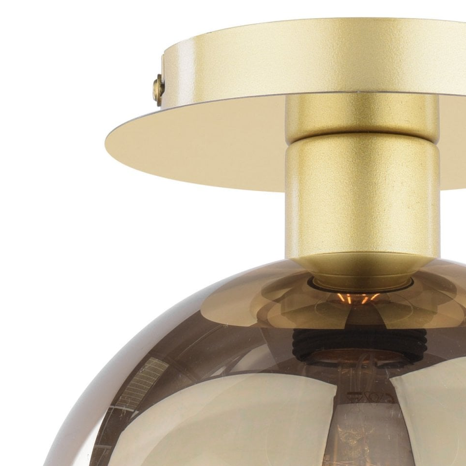 Lycia Semi Flush Ceiling Light In Satin Gold With Ombre Gold Glass Shade