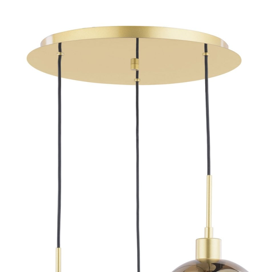 Lycia 3 Light Cluster Pendant In Satin Gold With Ombre Gold Glass Shades