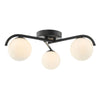 Orlena 3 Light Semi Flush Ceiling Light In Matt Black With Opal Glass Shades