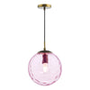 Ripple Single Pendant In Bronze With Pink Ripple Glass Shade