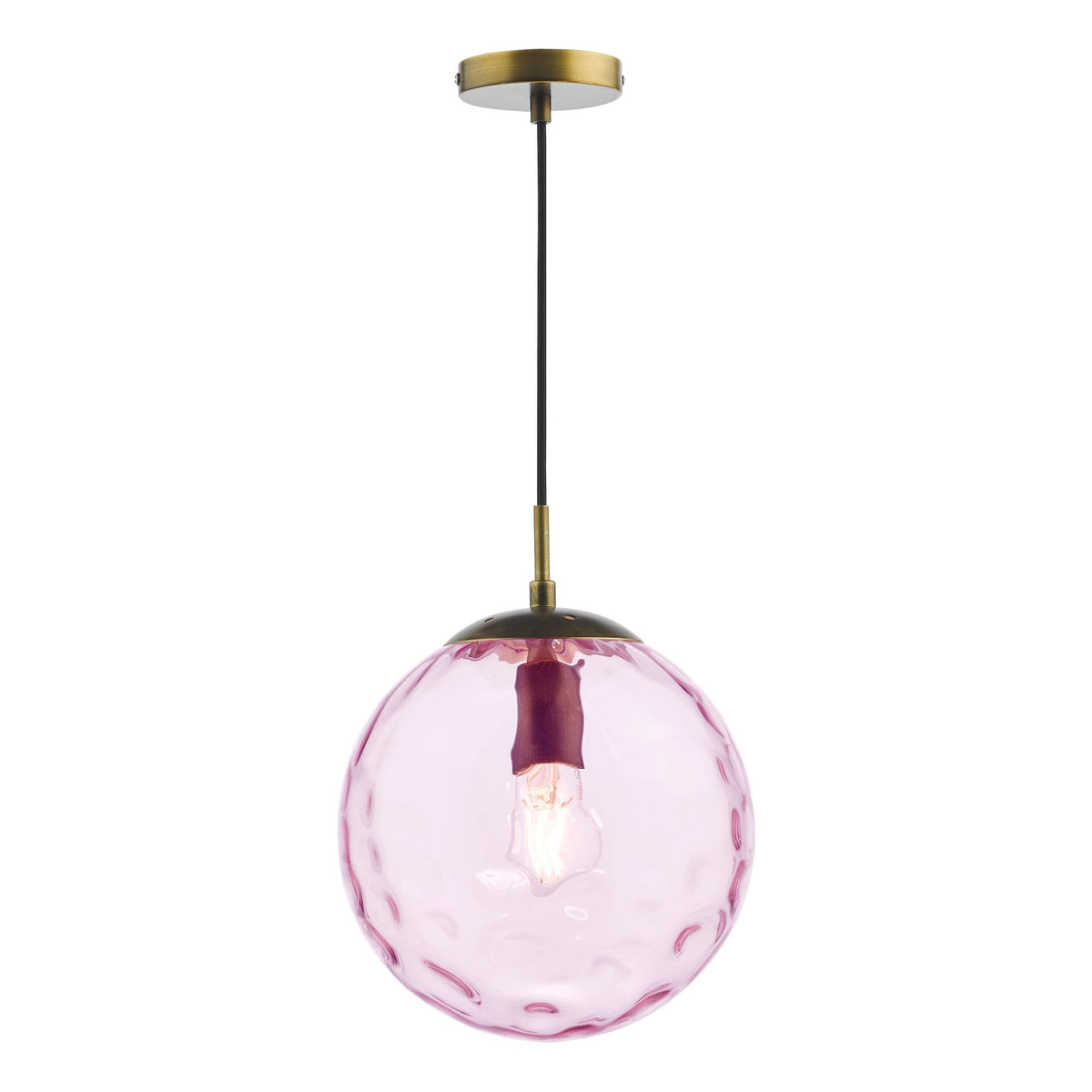 Ripple Single Pendant In Bronze With Pink Ripple Glass Shade
