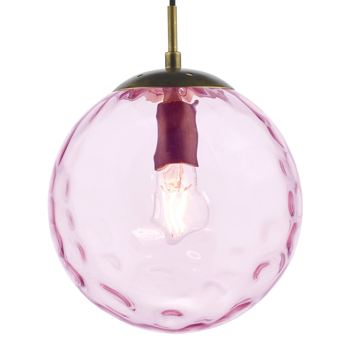 Ripple Single Pendant In Bronze With Pink Ripple Glass Shade