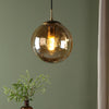 Ripple Single Pendant In Bronze With Champagne Ripple Glass Shade