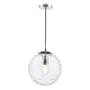 Ripple Single Pendant In Polished Chrome With Clear Ripple Glass Shade