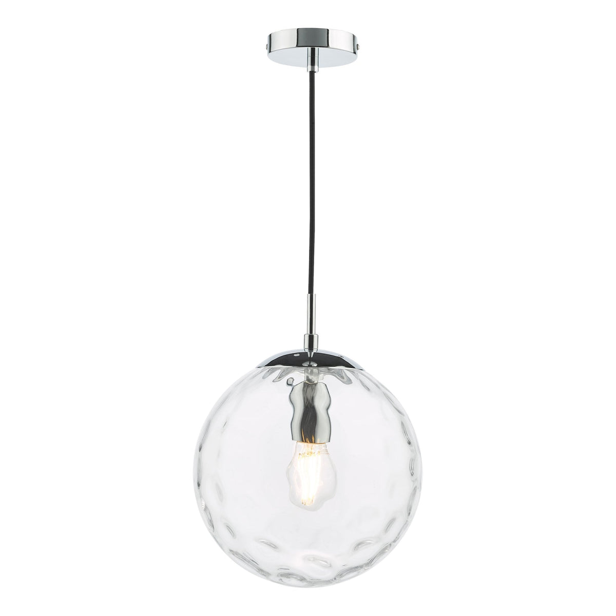 Ripple Single Pendant In Polished Chrome With Clear Ripple Glass Shade