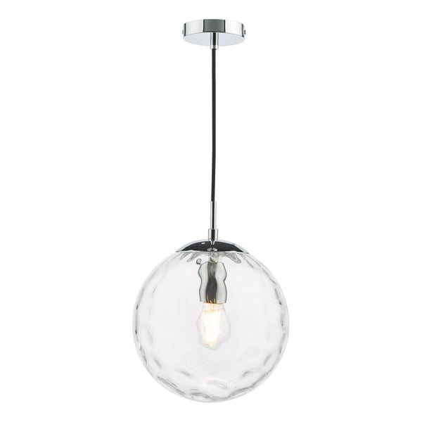 Ripple Single Pendant In Polished Chrome With Clear Ripple Glass Shade