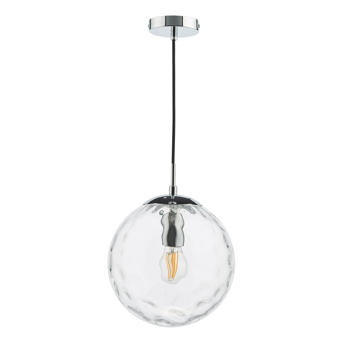 Ripple Single Pendant In Polished Chrome With Clear Ripple Glass Shade