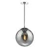 Ripple Single Pendant In Polished Chrome With Smoked Ripple Glass Shade