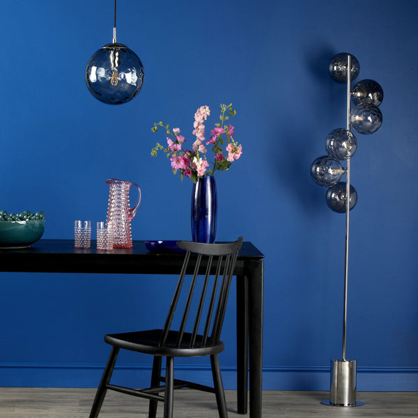 Ripple Single Pendant In Polished Chrome With Smoked Ripple Glass Shade